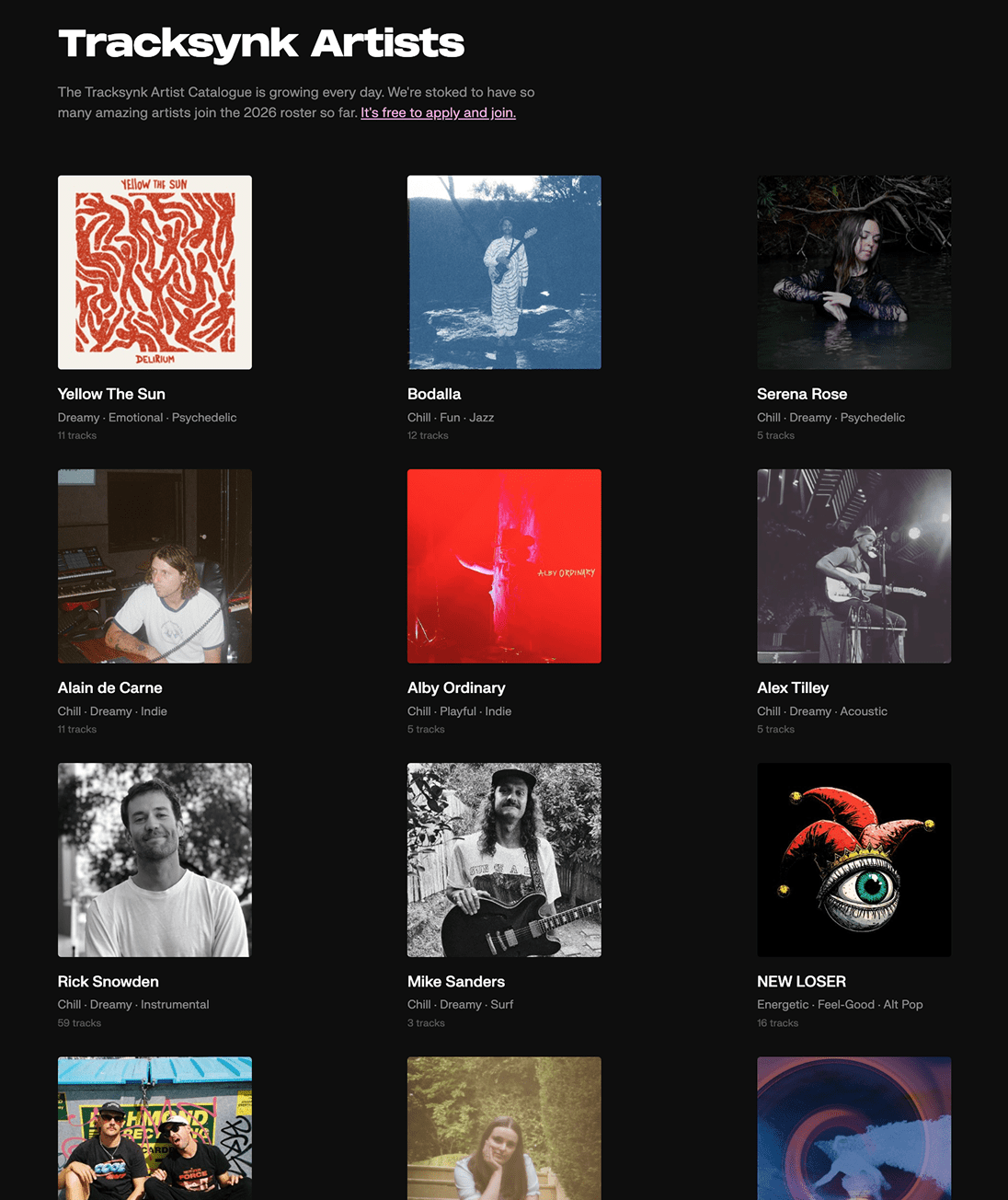 Tracksynk Artists