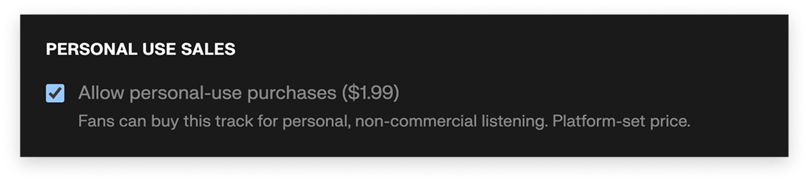 Enable personal use toggle